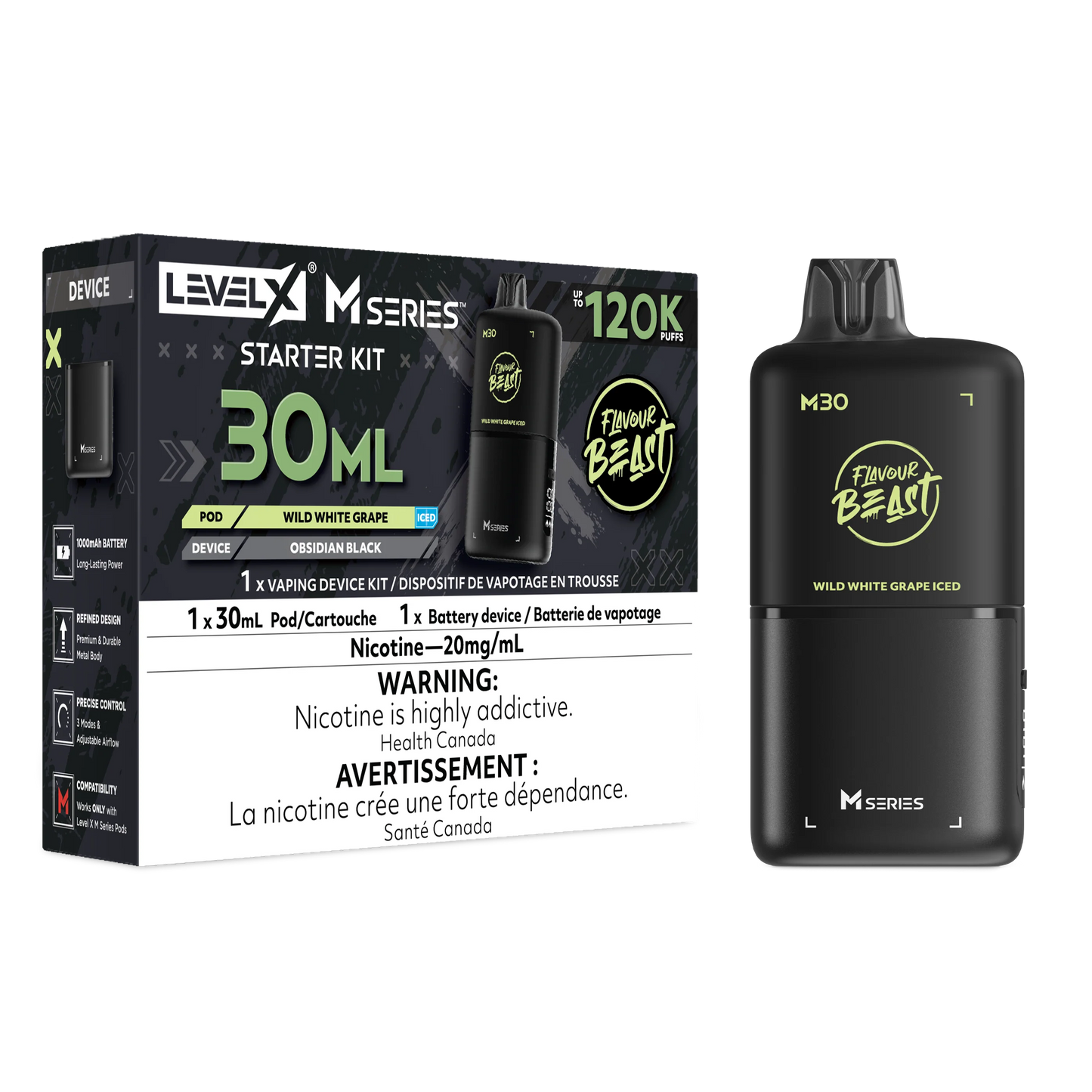 WILD WHITE GRAPE Level X Starter Kit | 30ml Orleans Vape