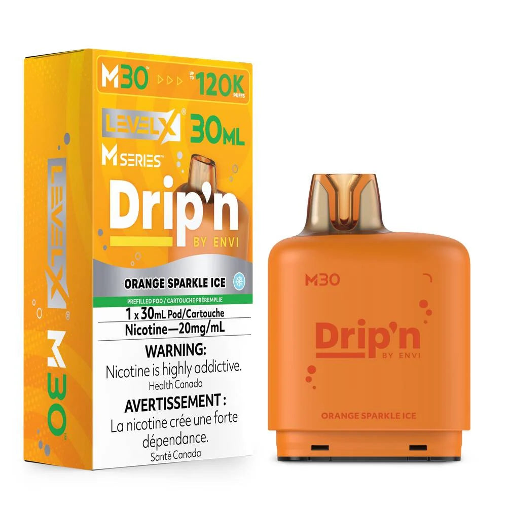 Level X M series ORANGE SPARKLE ICE Drip’n 30ml 120K pod Orleans Vape