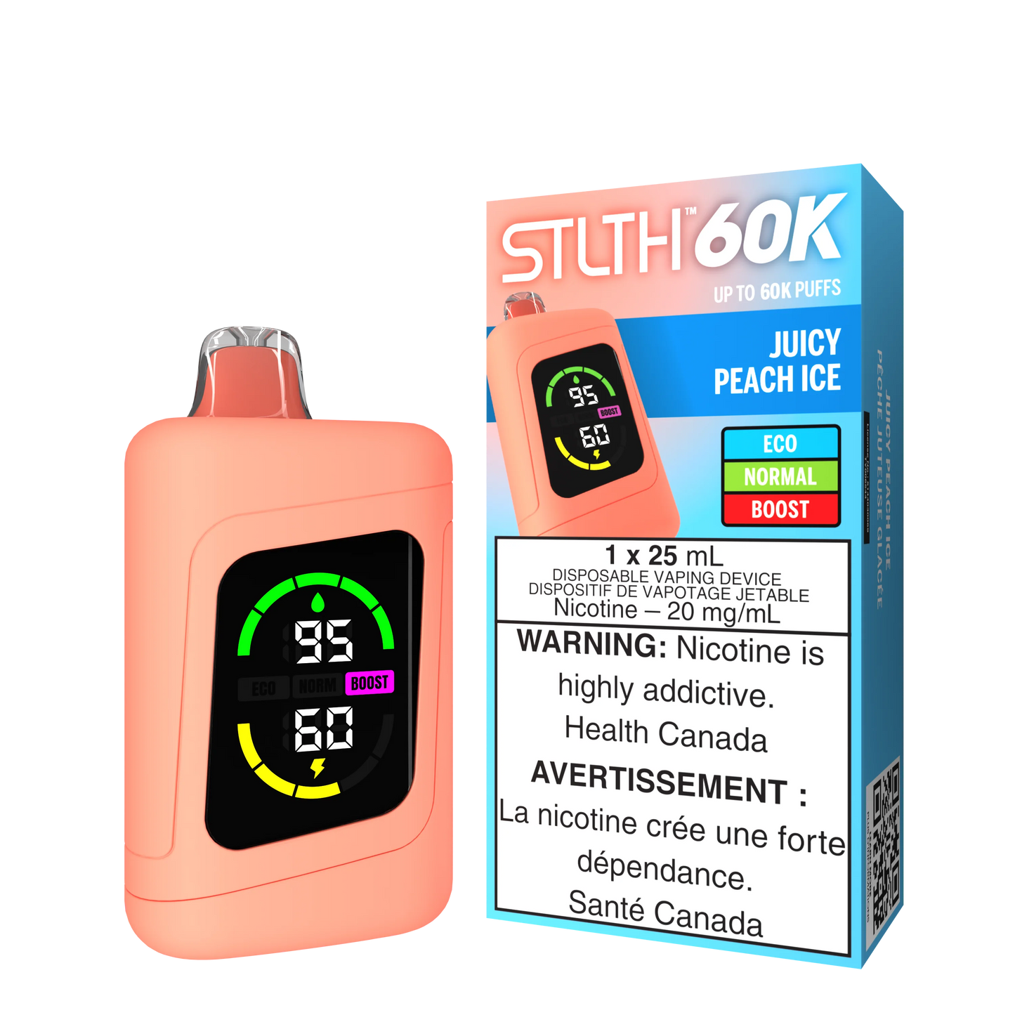 STLTH Juicy Peach Ice 60k Orleans Vape