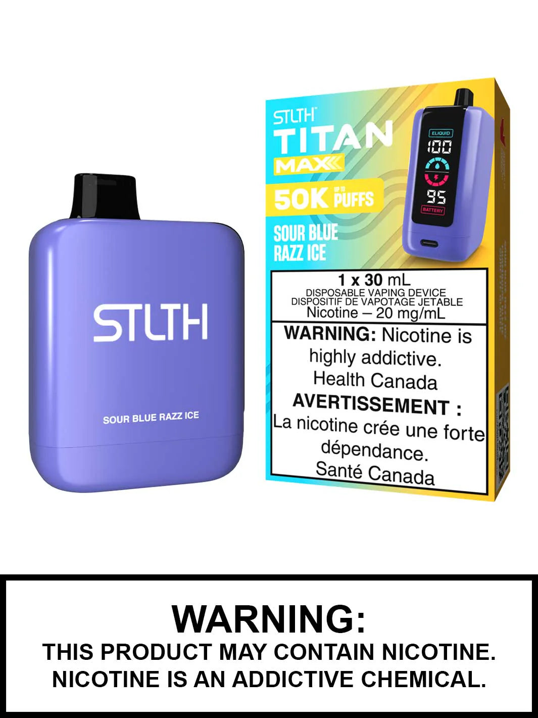 Stlth Titan Max 50k Sour Blue Razz Ice Orleans Vape