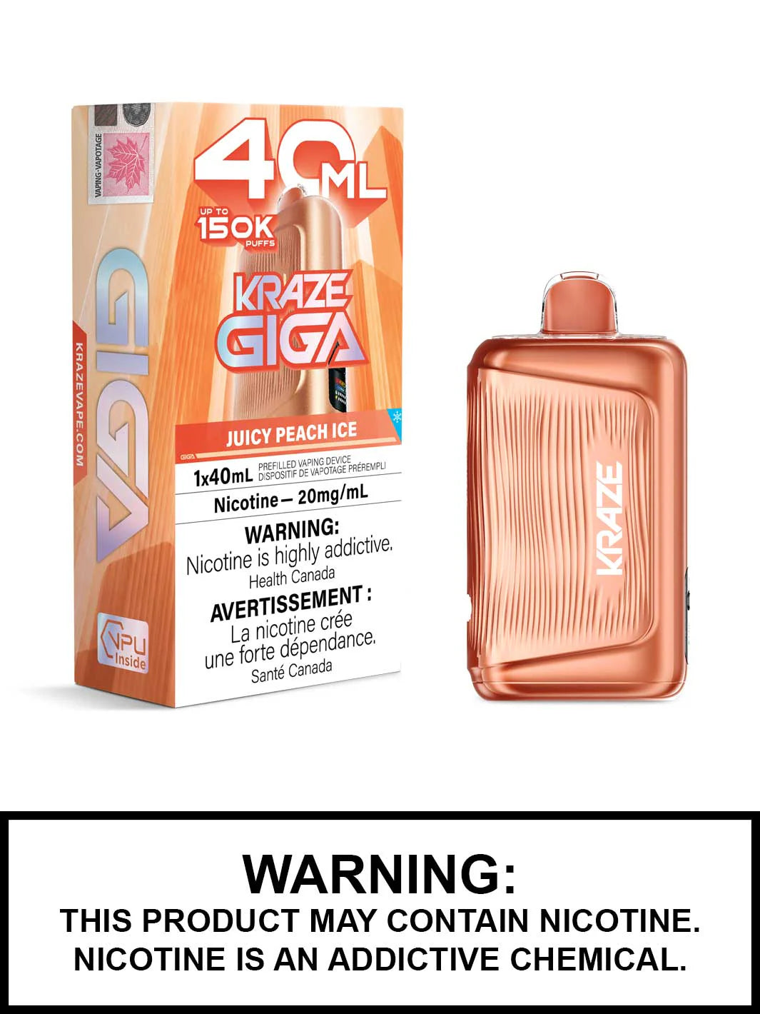 Kraze GIGA JUICY PEACH ICE| 40ML | Orleans Vape