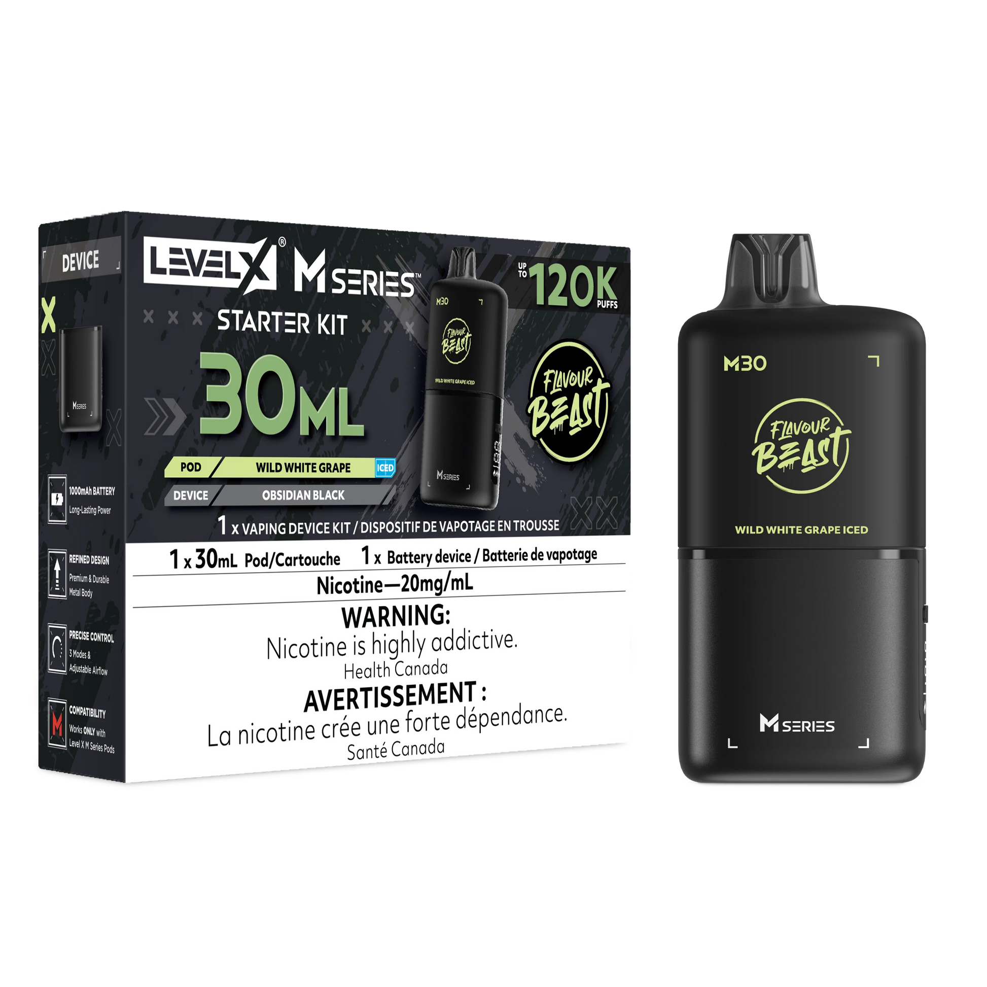WILD WHITE GRAPE Level X Starter Kit | 30ml Orleans Vape