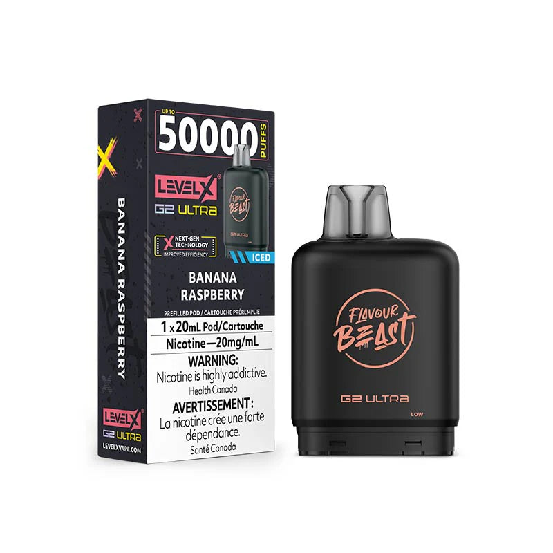 Level X G2 Ultra Banana Raspberry Ice 50K Orleans Vape