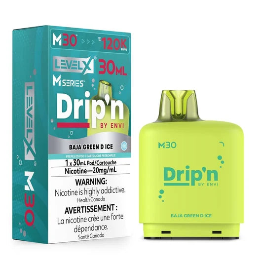 Level X M series BAJA GREEN D ICE Drip’n 30ml 120K pod Orleans Vape