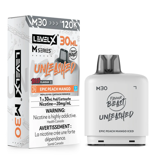 Level X M series Unleashed EPIC MANGO PEACH 30ml 120K pod Orleans Vape