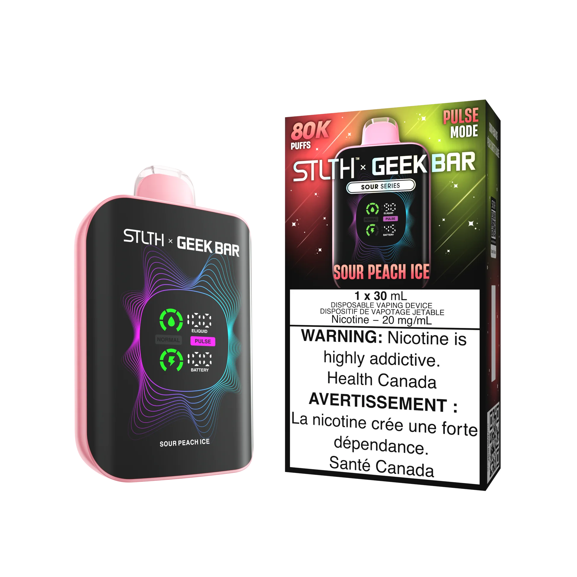 Stlth x Geek Bar Sour Peach Ice 80K Orleans Vape