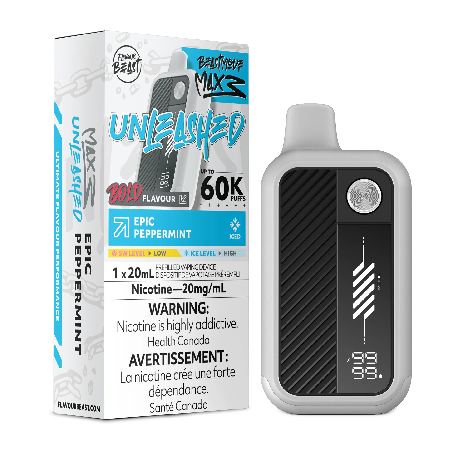 Beast Mode Max 3 Unleashed EPIC PEPPERMINT 60K Orleans Vape