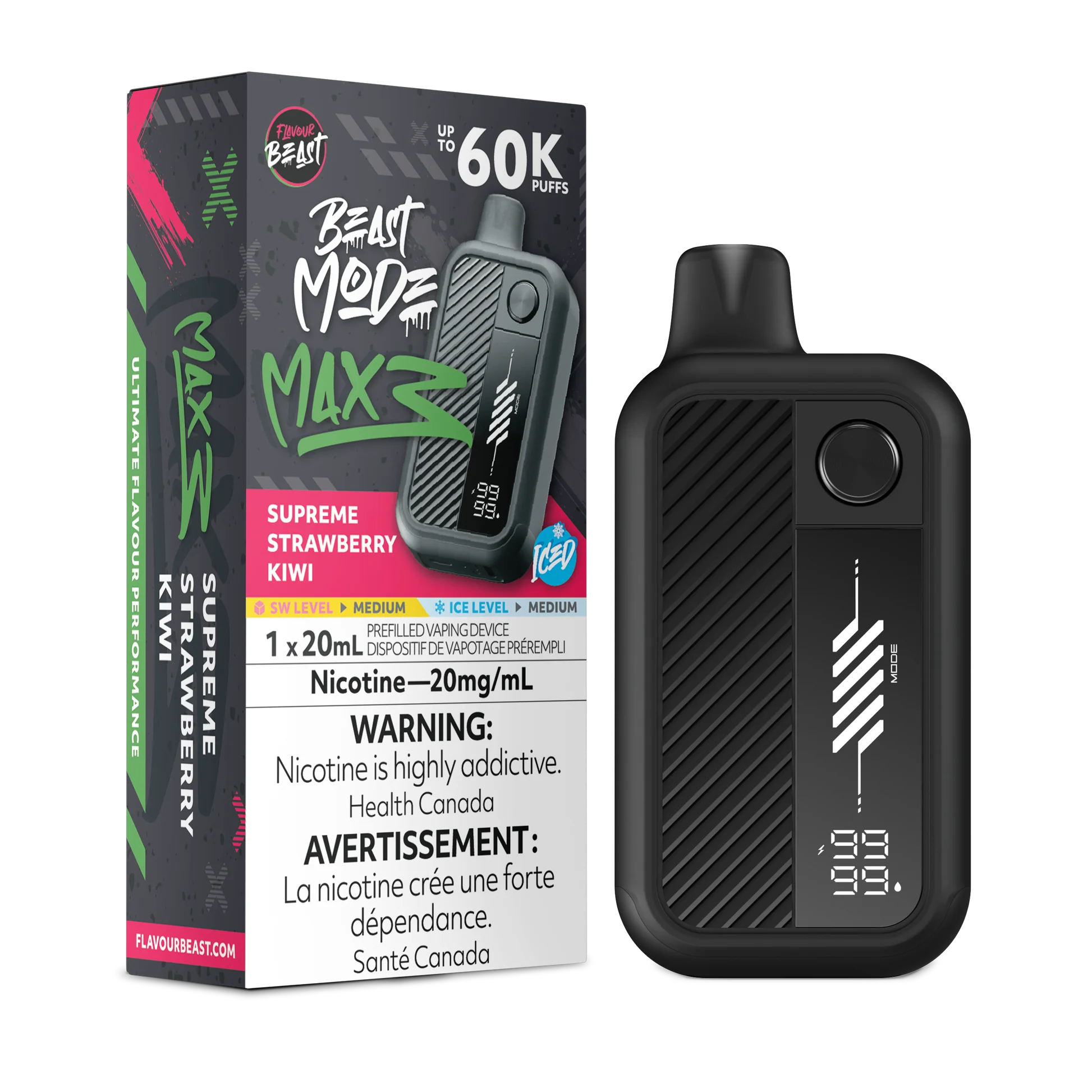 Beast Mode Max 3 SUPREME STRAWBERRY KIWI 60K Orleans Vape